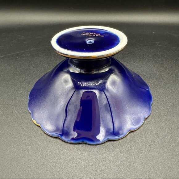 Limoges France Cobalt Blue and Gold “The Proposal” Andre Prevot Trinket Dish - Picture 4 of 13